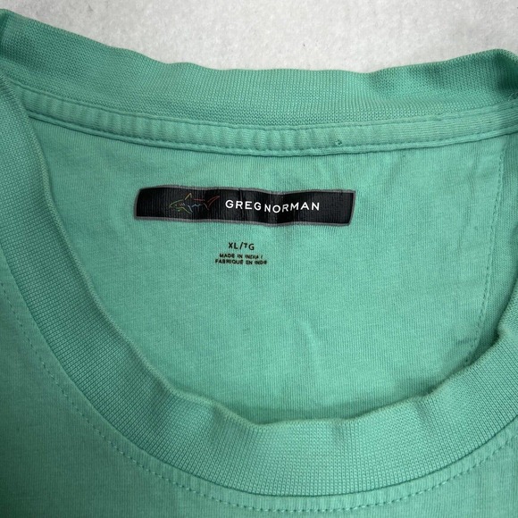 Greg Norman Men's XL Short Sleeve Mint Green Pock T Shirt Rainbow Shark Logo - Picture 3 of 12